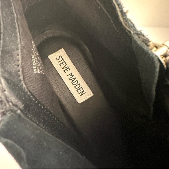 Steve Madden Wedgie Black Double Zipper High Top Sneaker Size 9.5 - Picture 4 of 9